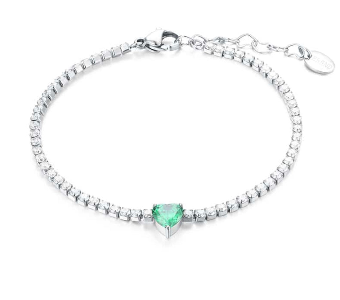 Bracciale Tennis con Cristallo a Cuore Brand Gioielli