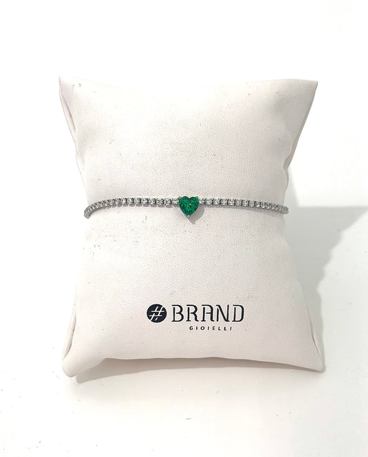 Bracciale Tennis con Cristallo a Cuore Brand Gioielli